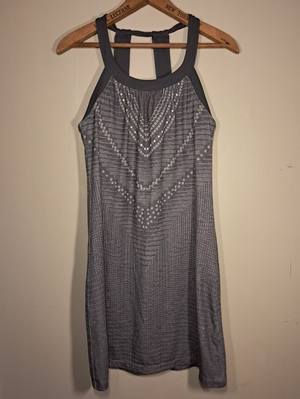 Prana Gray Patterned Sleeveless Athletic Gorpcore Dress